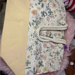 Laura Ashley Cream and Floral Canvas Tote